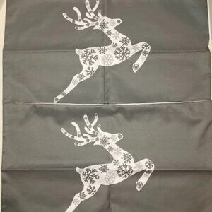 Reindeer Throw Pillow Covers Grey 12 x 20